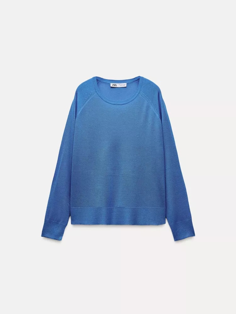 Zara Blue Crewneck fine knit Knit Sweater for Women size XL